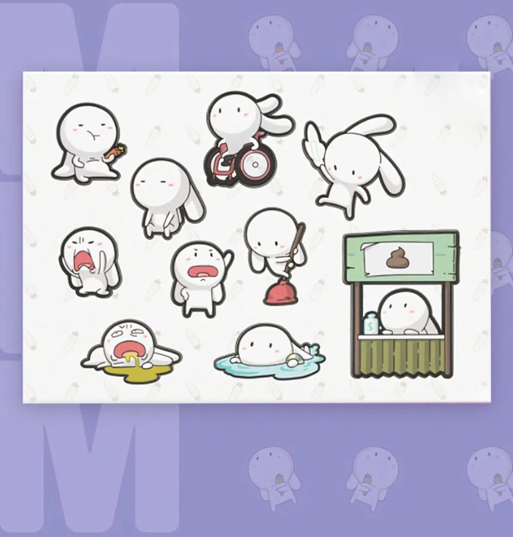 Sticker Thỏ Bảy Màu mini cute