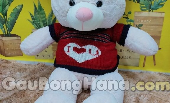 Gấu Bông Tai Hồng Áo Love