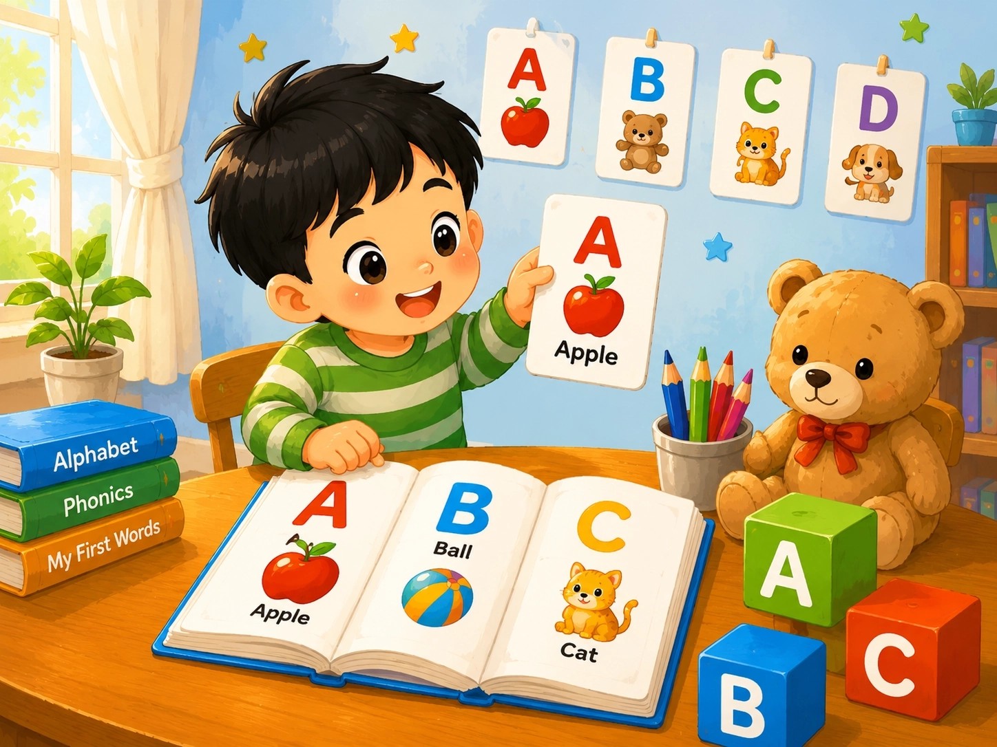 Bé học chữ cái