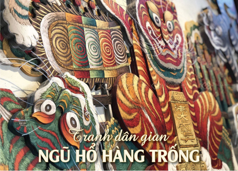 Hình ảnh 5 chú hổ uy nghiêm trong tranh dân gian