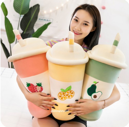 Gấu Bông Trà Sữa Trái Cây Kèm Mền