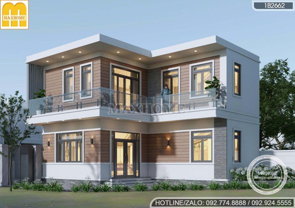 Mẫu nhà 2 tầng chữ L 3 phòng ngủ giá rẻ