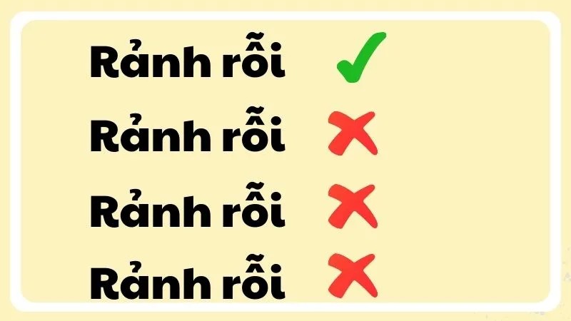 Minh họa sự nhầm lẫn chính tả với các từ liên quan đến sự rảnh rỗi