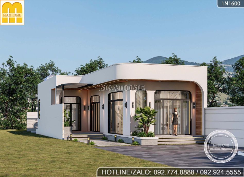 Thiết kế nhà cấp 4 chữ L mái bằng hiện đại thoáng mát cho gia đình trẻ MH05232